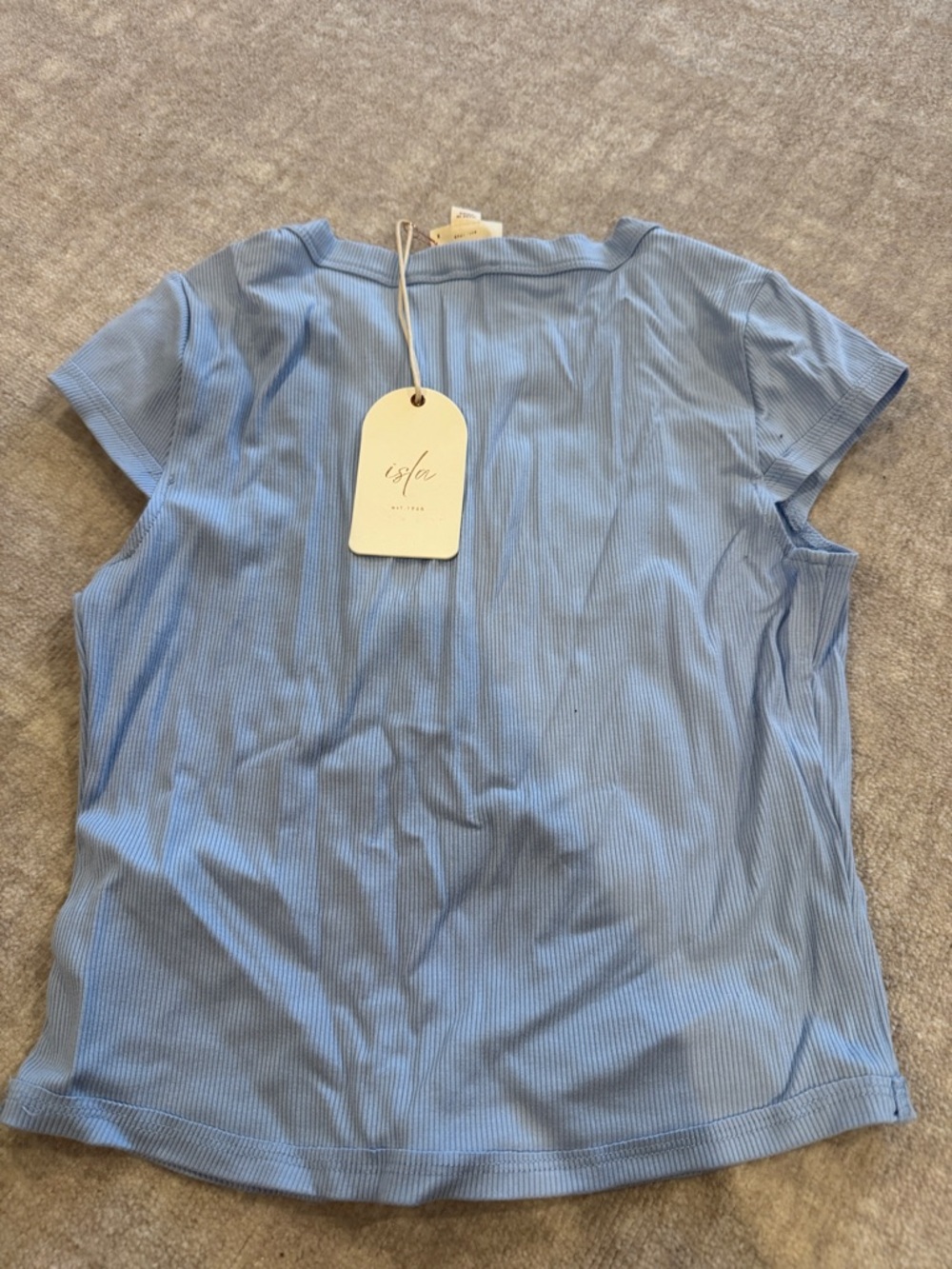 Light Blue Ribbed Short Sleeve Tee - Picture 2 of 2